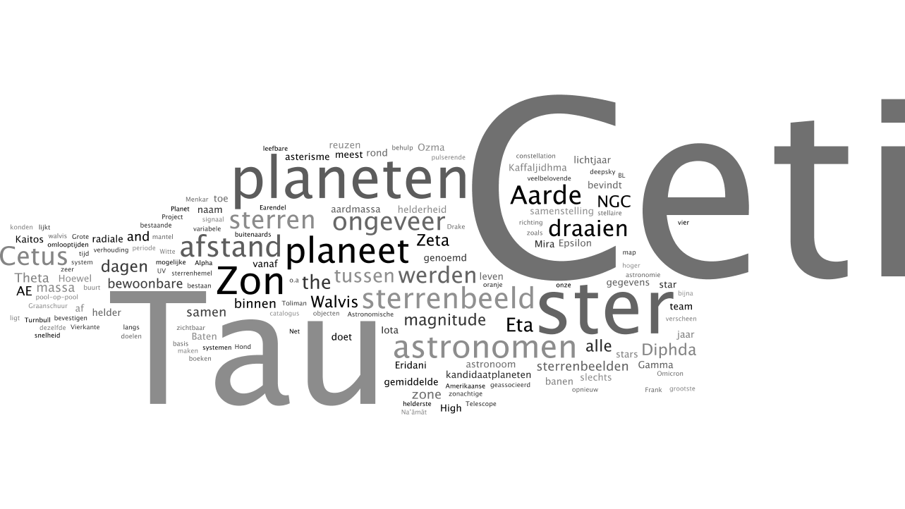 woordenwolk tau ceti in het sterrenbeeld cetus - walvis